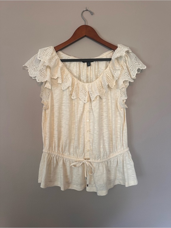 Ralph Lauren Tops - Black Label Ralph Lauren Cream Eyelet Ruffle Button-Front Top